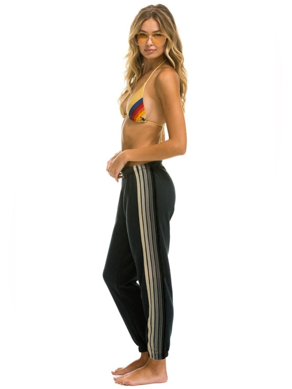 Aviator Nation 5 Stripe Sweatpants- Charcoal / Grey XS